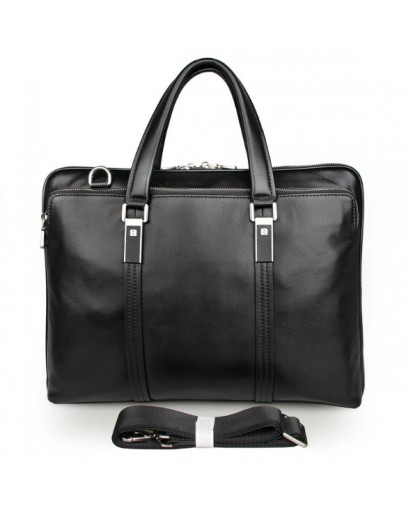 Фотография Чёрная кожаная мужская сумка портфель 77326a