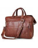 Фотография Удобная мужская кожаная сумка, рыже-коричневая 77333b