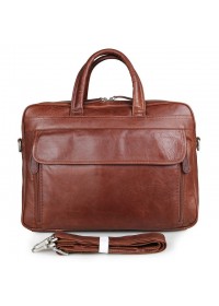 Удобная мужская кожаная сумка, рыже-коричневая 77333b