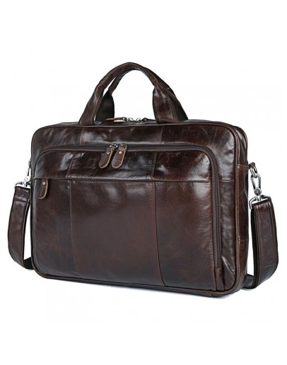 Фотография Вместительная коричневая сумка для ноутбука с органайзерами 77334