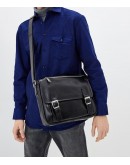 Фотография Кожаная черная мужская удобная сумка на плечо Tarwa 76046A-1