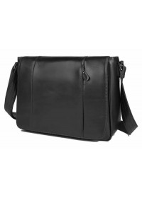 Черная кожаная мужская вместительная сумка на плечо Vintage 77338 AA