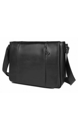 Черная кожаная мужская вместительная сумка на плечо Vintage 77338 AA