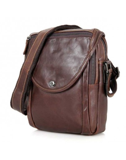 Фотография Мужская коричневая кожаная плечевая сумка 77354