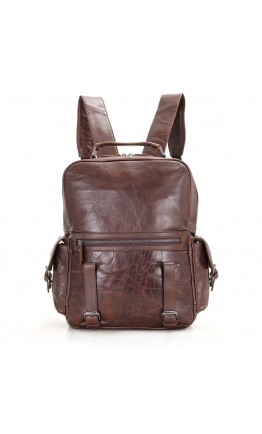 Мужской кожаный рюкзак коричневого цвета 77355C
