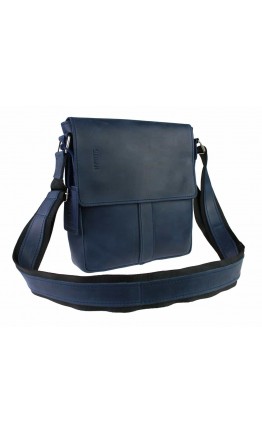 Кожаная синяя мужская небольшая сумка на плечо 77425-SKE