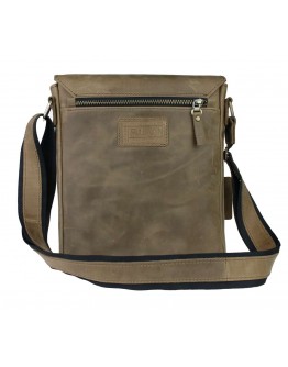 Кожаная мужская сумка на плечо оливкового цвета 77540-SKE