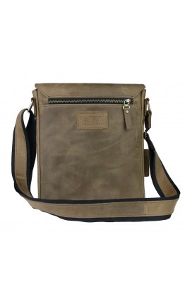Кожаная мужская сумка на плечо оливкового цвета 77540-SKE