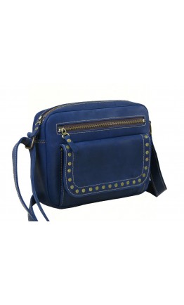 Синяя женская кожаная сумка на плечо 77709-SGE