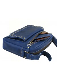 Синяя женская кожаная сумка на плечо 77709-SGE