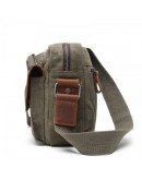 Фотография Мужская тканево-кожаная сумка на плечо хаки 78112green