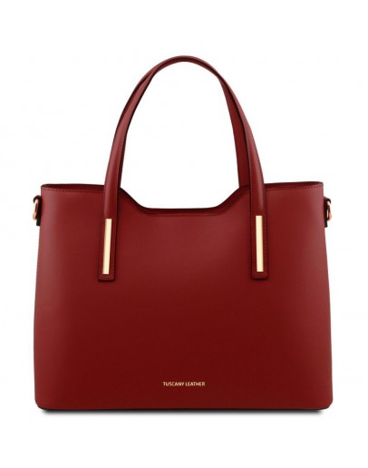 Фотография Женская кожаная фирменная красная сумка Tuscany Leather Olimpia TL141412 red