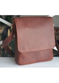 Рыжая кожаная вместительная мужская сумка на плечо 79773889-SGE