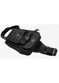 Черный мужской кожаный слинг с накладным карманом 7888291-SKE