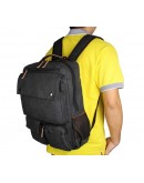 Фотография Вместительный чёрный мужской рюкзак из парусины 79022A