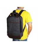Фотография Мужской рюкзак тканевый, с коричневыми вставками 79028A