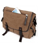 Фотография Мужская тканевая сумка на плечо коричневая 79035c
