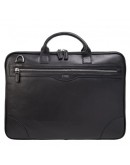 Фотография Кожаный черный мужской портфель, сумка для ноутбука DESISAN 803-101