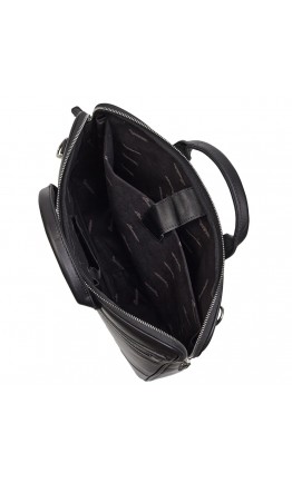 Кожаный черный мужской портфель, сумка для ноутбука DESISAN 803-101