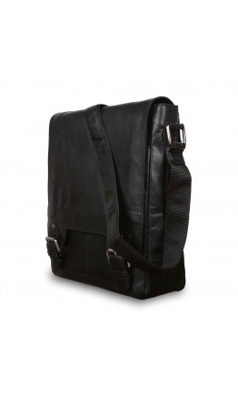 Черная кожаная фирменная сумка на плечо Ashwood 8342 BLACK