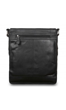 Черная кожаная фирменная сумка на плечо Ashwood 8342 BLACK