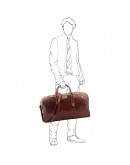 Фотография Темно-коричневая кожаная фирменная дорожная сумка Tuscany Leather Francoforte TL140860 bbrown