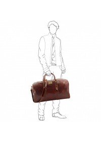 Темно-коричневая кожаная фирменная дорожная сумка Tuscany Leather Francoforte TL140860 bbrown