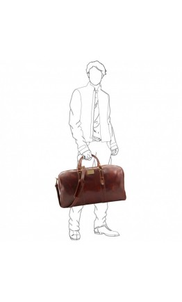 Коричневая кожаная фирменная дорожная сумка Tuscany Leather Francoforte  TL140860