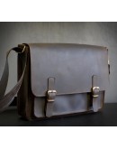 Фотография Кожаная коричневая горизонтальная сумка А4 с клапаном 7111-SGE