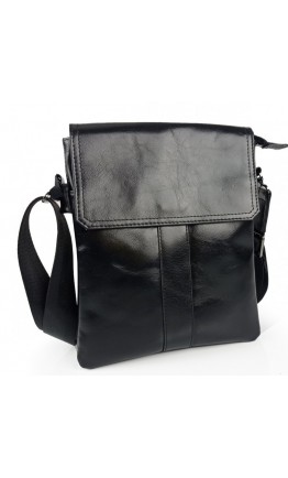 Черная сумка кожаная на плечо Tiding Bag 8678A