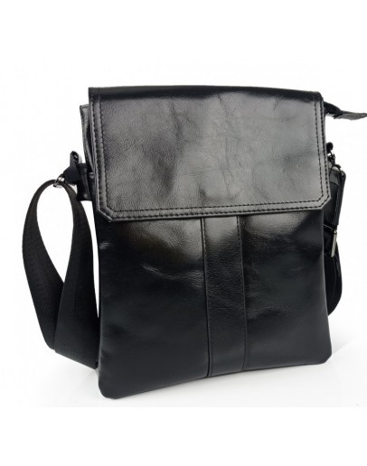 Фотография Черная сумка кожаная на плечо Tiding Bag 8678A