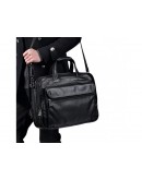 Фотография Вместительная мужская черная кожаная сумкаTiding Bag 8712A