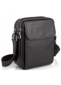 Мужская черная кожаная сумка на плечо Tiding Bag 8912A