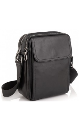 Мужская черная кожаная сумка на плечо Tiding Bag 8912A