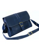 Фотография Женская синяя кожаная сумка на плечо 89943-SGE