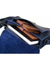 Женская синяя кожаная сумка на плечо 89943-SGE