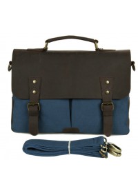 Стильный портфель ткань и кожа модного синего цвета 79013k