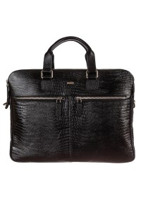 Кожаная мужская чёрная сумка для ноутбука и документов DESISAN 912-143
