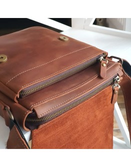 Рыжая кожаная винтажная мужская сумка на плечо 72112-SGE-V