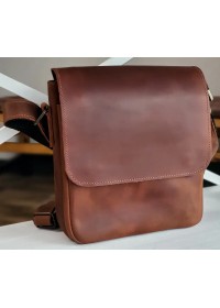 Рыжая кожаная винтажная мужская сумка на плечо 72112-SGE-V