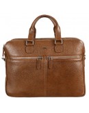 Фотография Рыжая кожаная мужская сумка-портфель на 3 отделения Desisan 912-315