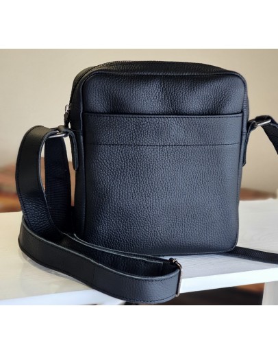 Фотография Кожаная черная мужская сумка на плечо 7761001-SGE