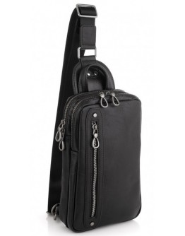Черный мужской кожаный слинг Tiding Bag 9801A