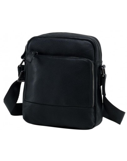Фотография Небольшая кожаная мужская черная сумка 9815A
