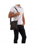 Фотография Черная плечевая мужская сумка кожаная A25-1205A