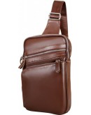 Фотография Рюкзак коричневый кожаный на одну шлейку A25-6896C
