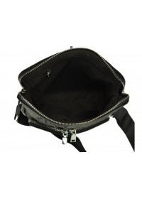 Черная кожаная сумка на плечо с тиснением A25F-7607-3A