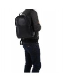 Фотография Черный кожаный городской мужской рюкзак B3-034A