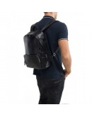 Фотография Мужской черный кожаный рюкзак B3-122A