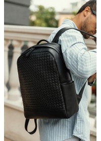 Стильный кожаный черный мужской рюкзак B3-1741A